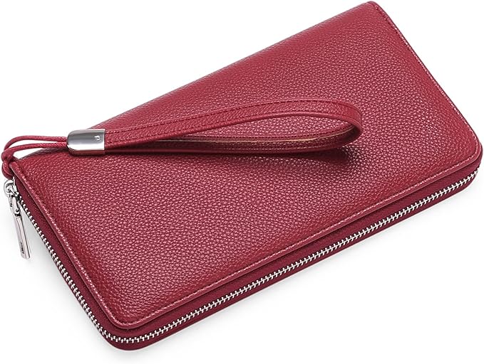GOIACII Womens Wallet RFID Blocking Leather Zip Around Wallet Large Capacity Long Purse Credit Card Clutch Wristlet | RFID Blocking, Zip Around, Large Capacity, Long, Credit Card, Clutch