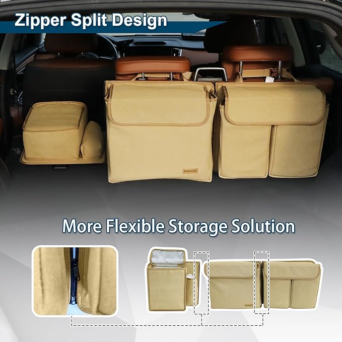 Deluxe Trunk and Backseat Organizer for Medium or large size SUVs & RVs, Detachable Storage Modules with Built-in Cooler, Patent Pending