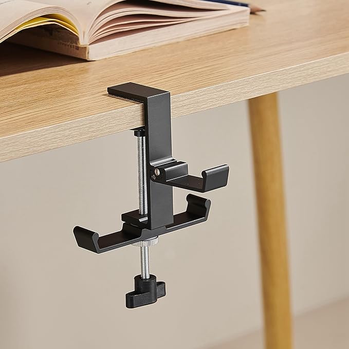 Heavyrain 2PCS Adjustable Headphone Hanger for Desk, Wall Mount Hook with Silicone Pads, Foldable Stand for Headphones, Game Controllers & Cables, No-Tool Installation, Durable Aluminum Alloy