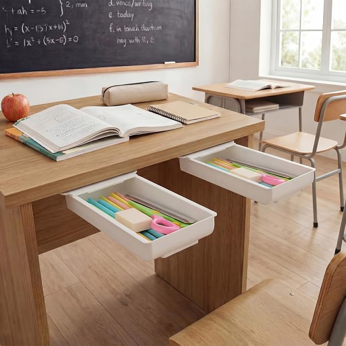FoldTier 6 Pcs Student Desk Organizer for Classroom Under Desk Drawer for Students Adjustable Desktop Storage Dividers Organizer Accessories Supplies for Back to School First Day of School Gift