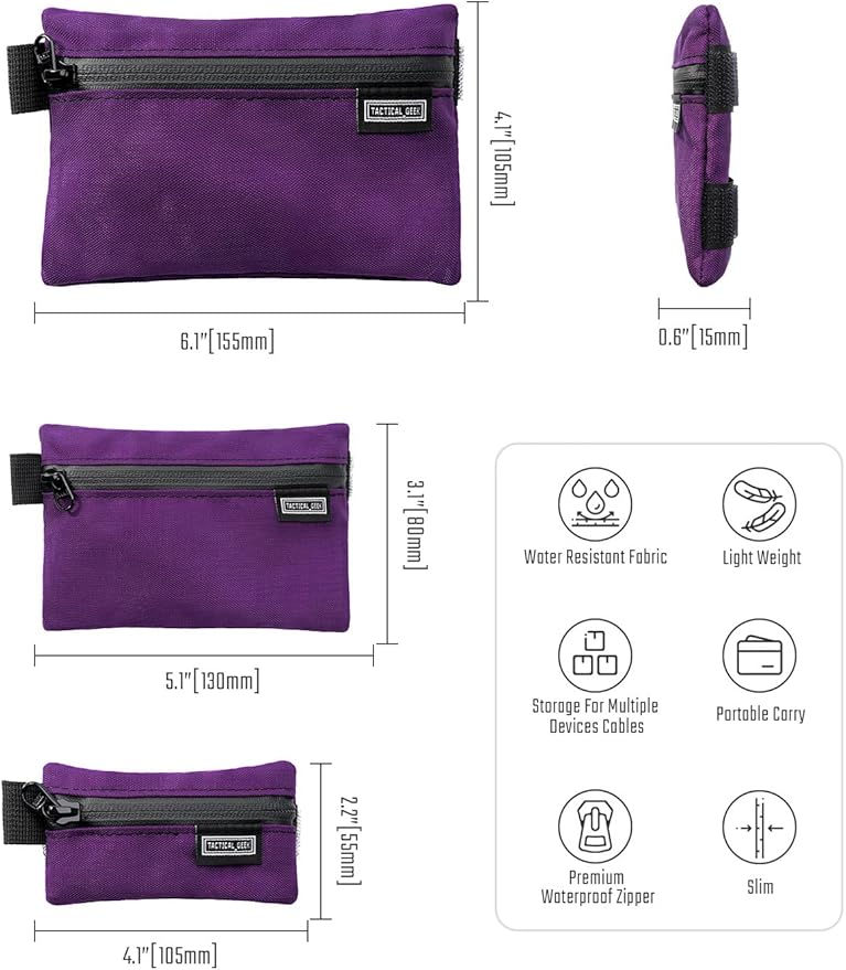 TACTICAL_GEEK Storage A5 EDC Storage Pouch Set, Molle EDC Gadget Pouch, Multi-Functional Utility Small Tool Pocket for Daily Carry (Purple)
