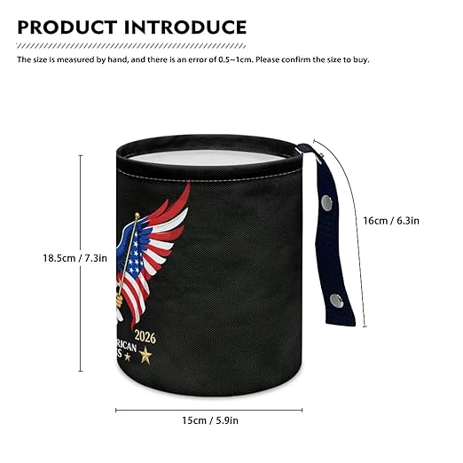 250TH Anniversary of America Flag Eagle Car Front Seat Can Foldable Auto Console Center Back Seat Garbage Container Bag Kitchen Rubbish Bin Fashion Vehicle Organization Basket