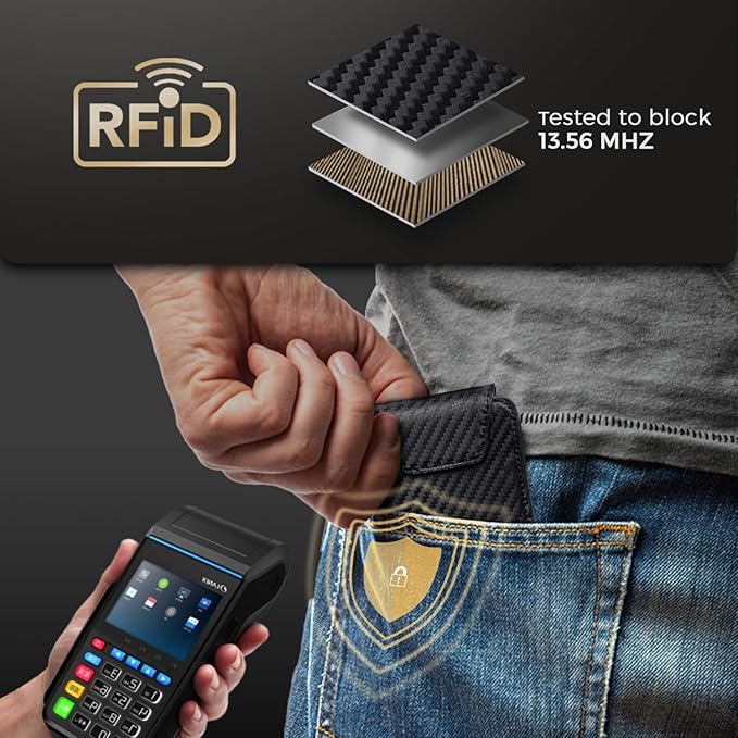 Zitahli Slim Wallet for Men with Pull-Up Tab & Cash Strap - Front Pocket Minimalist Easy Access Card Holder, RFID Blocking, Holds 8 Cards & 10-15 Bills