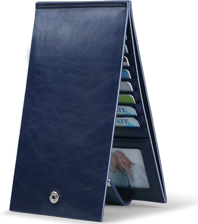 Women's Genuine Leather Credit Card Holder RFID Long Zipper Purse Wallet
