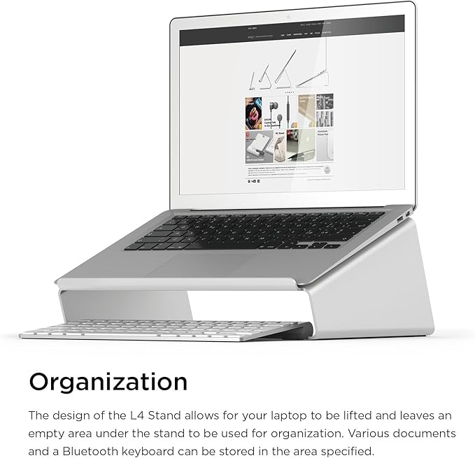 elago L4 Stand - [Desk Organization][Prevents Bad Posture][Natural Heat Sink] - for Laptop Computers (Silver)