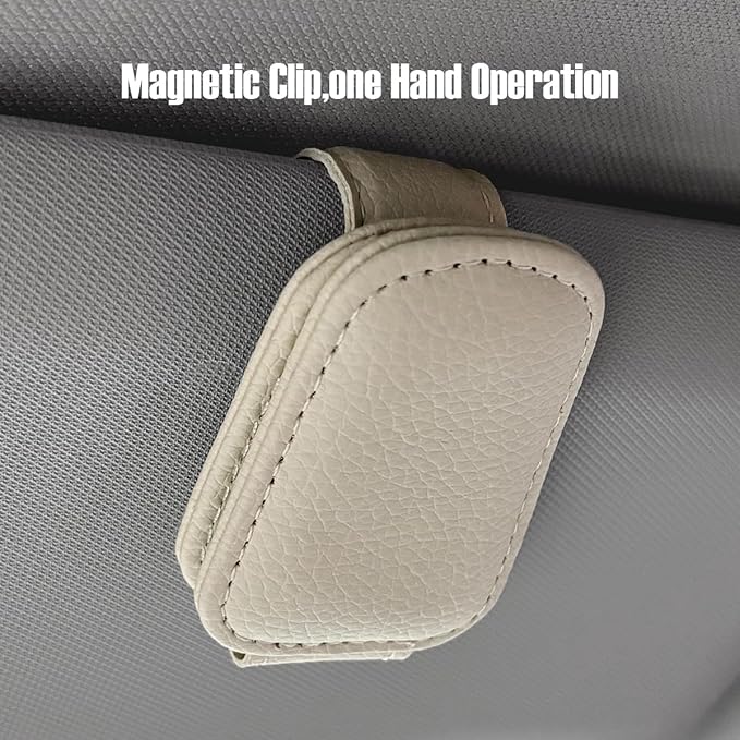 Car Visor Sunglasses Holders,2 Pcs (Beige)
