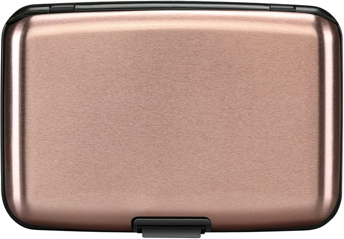 ELFISH RFID Blocking Credit Card Protector Aluminum ID Case Hard Shell Business Card Holders Metal Wallet for Men or Women（Champagne Gold