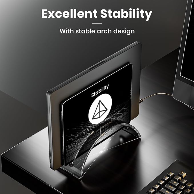Vertical Laptop Stand for Desk, Vertical Laptop Hoder Space-Saving Organizer for All MacBook, Laptop Stand Acrylic Invisible Desktop Notebook Dock-Black…