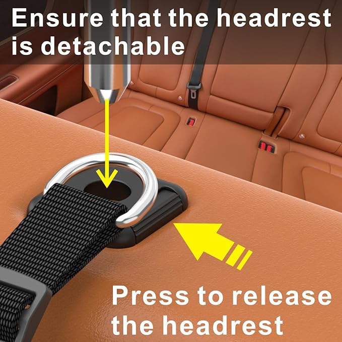 Car Headrest Hooks for Purse and Bags, Purse Holder for Car, Adjustable Back Seat Hanger, Metal Heavy Duty 100 lbs (D4)
