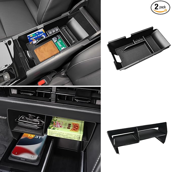 2PCS Centre Console Organizer Compatible with 2025 2026 Toyota Camry 9th Gen Accessories Armrest Storage Tray Interior Insert and Under Screen Storage Box