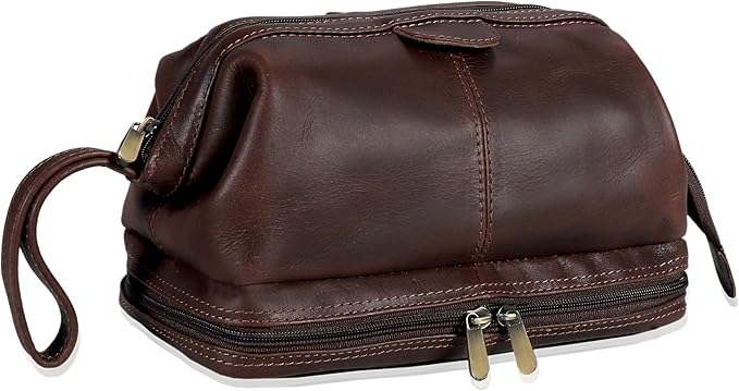 cuero Genuine Buffalo Leather Unisex Toiletry Bag Travel Leather Dopp Kit Made With High Class Buffalo Leather