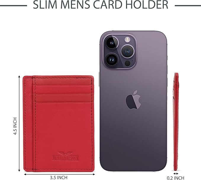 Ultra Slim Leather Wallet Just 0.12 Thick, 6 Card Slots, RFID Blocking, Soft, Durable, Minimalist Genuine Leather, Credit Card Holder for Men & Women Great Gift