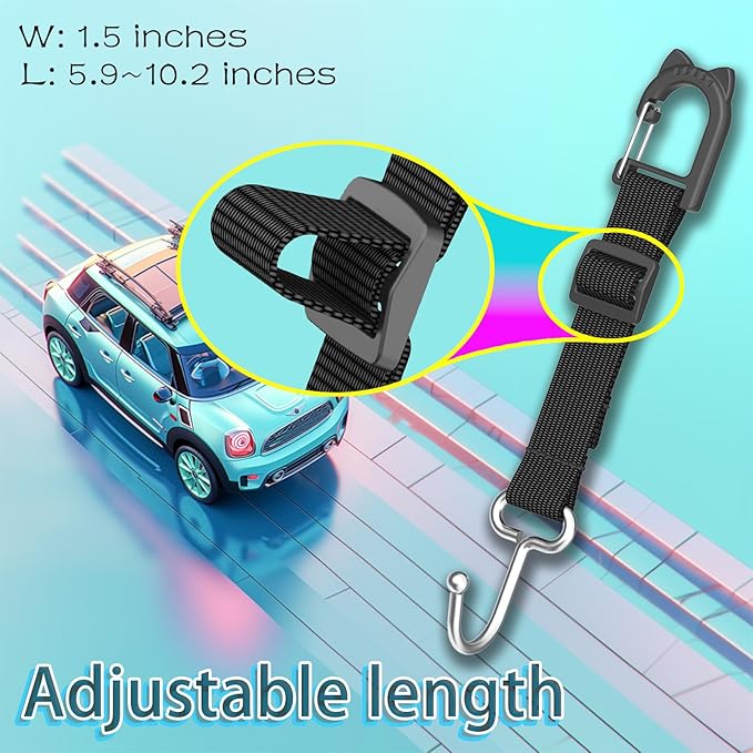 Car Headrest Hooks 2-Pack - Heavy Duty Metal Seat Hooks for Purses, Handbags & Grocery Bags - 100 LBS Load - Universal Car Accessory Organizer, Car Gifts