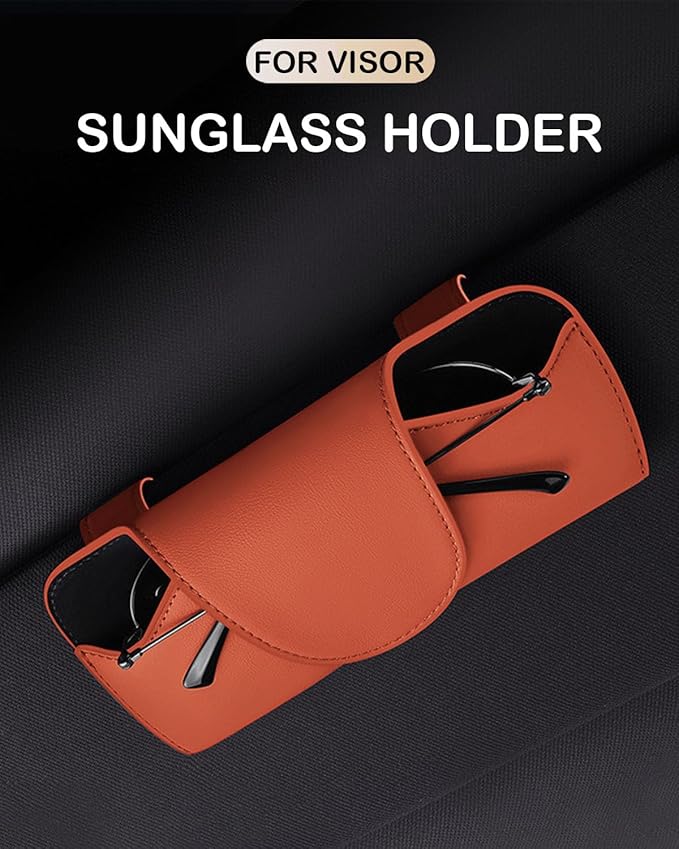 Magnetic Sunglass Holder for Car Visor Clip, Visor Accessories Eyeglasses Holder, Leather Glasses Storage Case