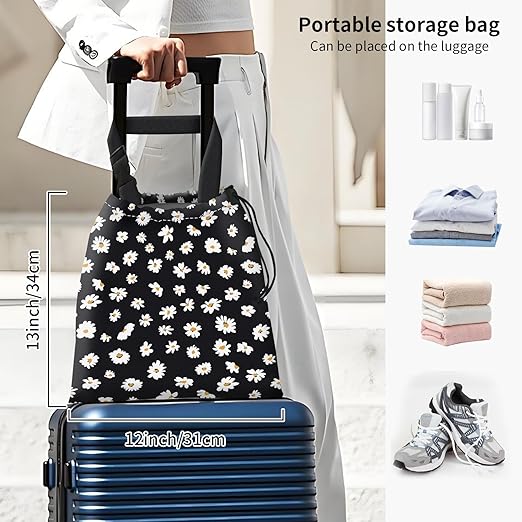 Car Trash Bag Large Hanging Can for Back of Seat, Cute Waterproof Car Garbage Bag for Vehicle, Travelling, Outdoor Cute White Black Flower