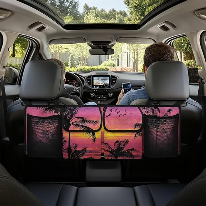 Sunset Car Trunk Organizer and Storage,Backseat Hanging Organizer,Super Capacity,Trunk Organizer for SUV,Van Car Interior Accessories