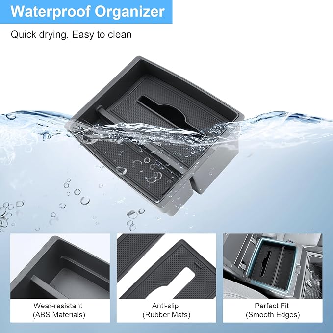 Double Layer 2024-2026 Tacoma Center Console Organizer for Toyota Tacoma (SR5/TRD Off-Road/TRD Sport/TRD Pro/Limited/Trailhunter),Durable ABS Plastic 2025 Tacoma Armrest Tray, Tissue Box Holder