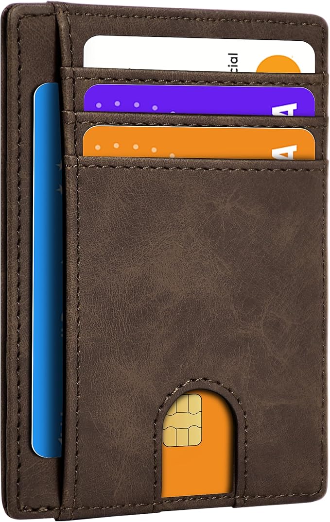 Slim Minimalist Wallet for Men,Front Pocket Wallet RFID Blocking Small Thin Credit Card Holder,ID Card Case Gift for Men Coffee