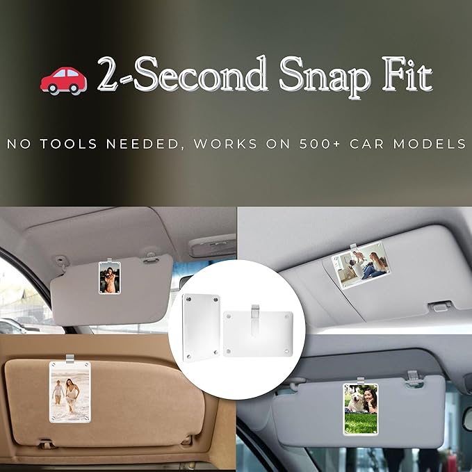 Car Sun Visor Photo Holder, Car visor clip, Universal Magnetic Photo Clip, Car picture frame, Decorate your Car Visor Clip with Personality, Transparent, 2.4x3.5 Inch