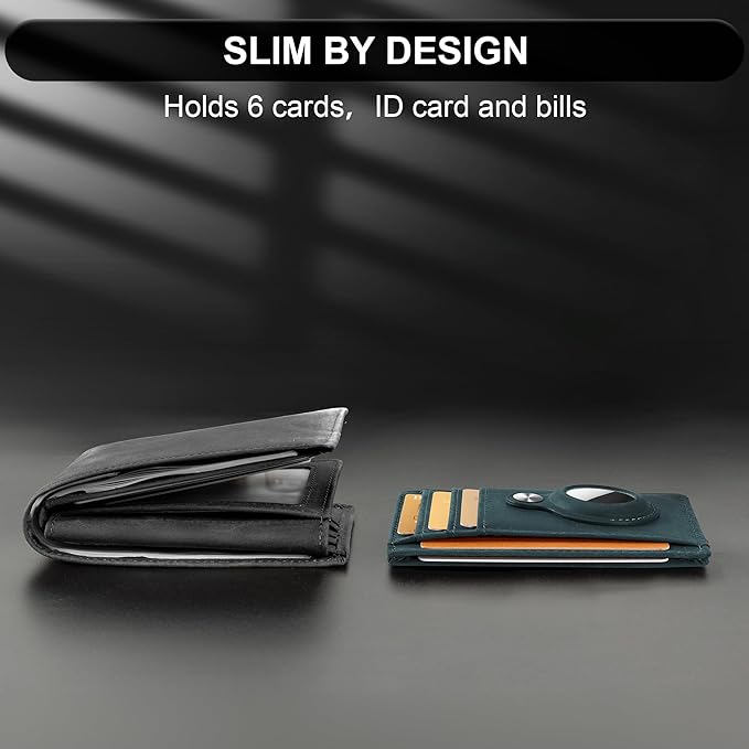 Hawanik Slim Minimalist Front Pocket Air Tag Wallet, RFID Blocking Card Holder Wallet with Airtag Holder