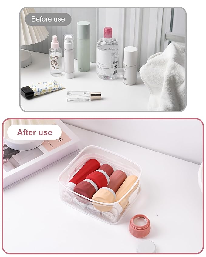 Mrsdry Travel Size Toiletries 8 Pack, TSA Approved 3oz/1oz Silicone Refillable Containers with Clear Travel Bag