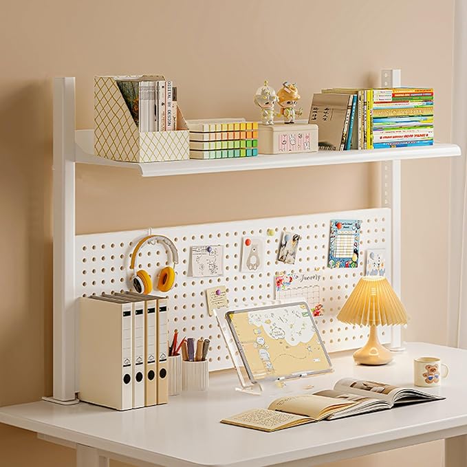 Gtzly Desk Pegboard, Clamp On Desk Organizer Shelf, Desk Extender Side Table Clamp-on Above Desktop Storage ShelfSmall Desk Extension Shelving Unit(Size:100 * 20 * 66cm/39.3 * 7.8 * 26in)