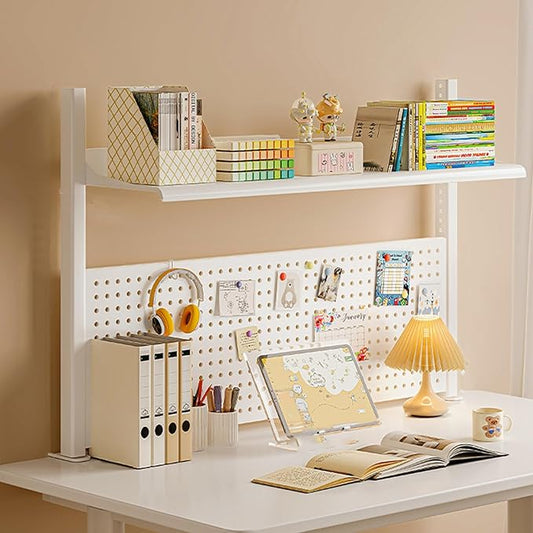 Gtzly Desk Pegboard, Clamp On Desk Organizer Shelf, Desk Extender Side Table Clamp-on Above Desktop Storage ShelfSmall Desk Extension Shelving Unit(Size:100 * 20 * 66cm/39.3 * 7.8 * 26in)