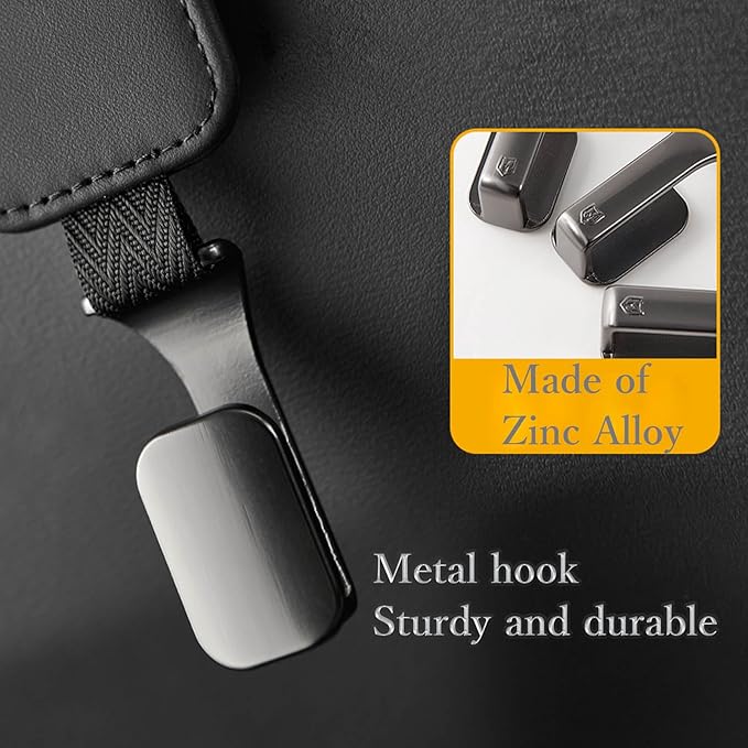 Car Headrest Hooks Compatible with Mercedes-Benz GLC300 GLE350 2020-2025, 2 Pack Leather Back Seat Organizer Hooks with Heavy Duty Metal Hook Durable Bag Holder,Red