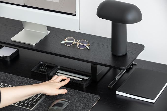 Oakywood Dual Monitor Stand - Handmade in EU - Natural Wood Monitor Stand Riser - Laptop Accessories ??220 lbs (100 kg) Capacity - 41.3"x9" (105x23 cm) ??100% Natural Black Stained Oak