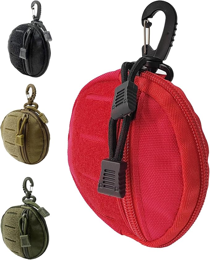 1000D Laser Cut Molle Pouch EDC Pouch Tactical Round Zipper Bag Case Coin Pouches Coin Purse Keychain Little Change Wallet Wireless Headset Pack Gadget Bag