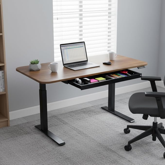 Perfect POSTURE Under Desk Storage Drawer With Lock – Slim Pen & Pencil Drawer for Regular & Sit-Stand Standing Desks, Black (7.5" x 33")