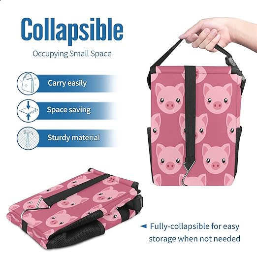 Car Trash Can Pink Piggy Pig Auto Garbage Bag Car Trash Can with Lid Leak-Proof Car Storage Bag Garbage Bag Hanging for Headrest Collapsible and Portable with Storage Mesh Pocket