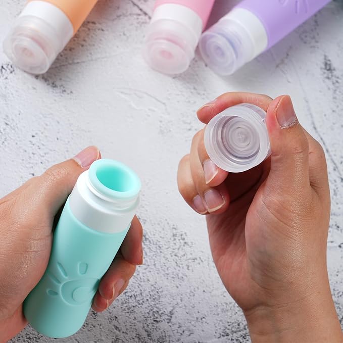 Zafit Travel Bottles for Toiletries, TSA Approved Travel Containers 3oz Leak Proof Travel Tubs Refillable Liquid Travel Accessories for Shampoo Conditioner Lotion Body Wash(Multicolored C)