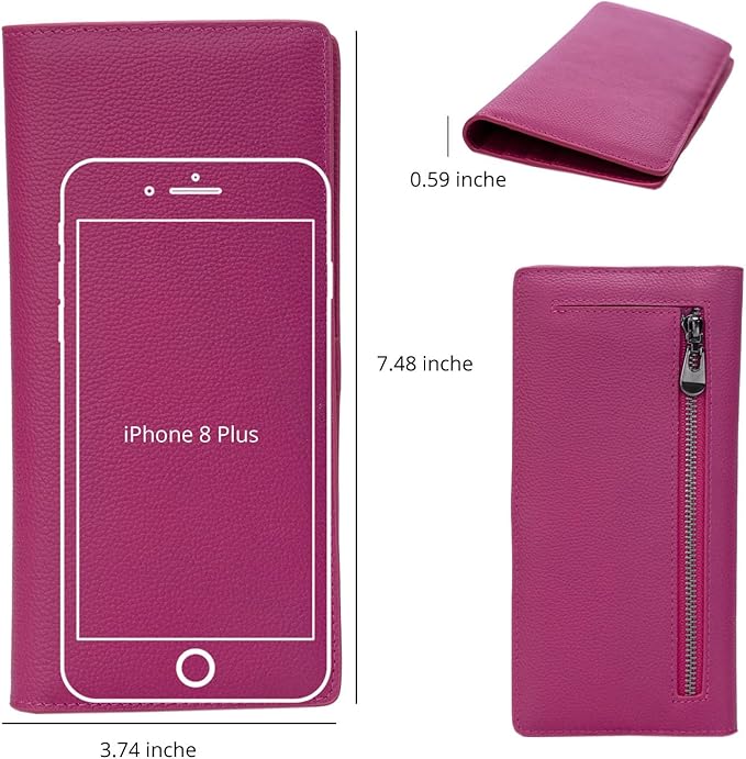 Bveyzi Ultra Slim Thin Leather RFID Blocking Credit Card Holder Bifold Clutch Wallets for Women