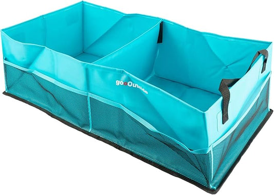 HiMagics Collapsible Waterproof Car Trunk Organizer, Soft PVC Storage Bin with Rugged PVC-Coated Fabric for SUV & Truck (Aqua Blue, REG)