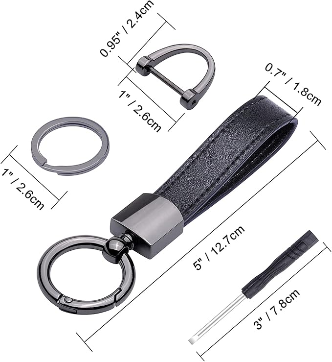 Wisdompro Genuine Leather Car Keychain, Universal Heavy Duty Key Fob Keychain Leather Key Chain Holder for Men and Women