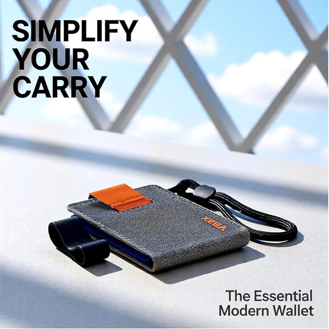 RFID Minimalist Slim Wallet for Men and Women, Holds Up to 12 Cards, Cash, Key Thin and Lightweight Credit Card Holder (Grey Microfiber – Ember Edition)
