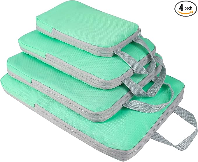 COVAX 4 Set Compression Packing Cubes, Travel Luggage Organizers and Storage Packing Cubes (Green)