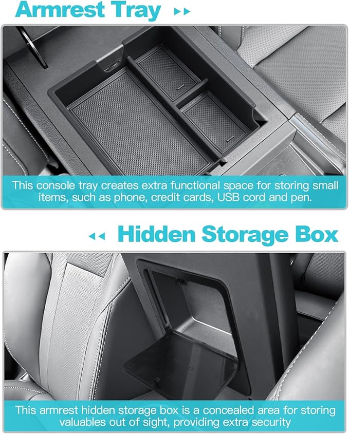 CDEFG 4Pcs for 2024 2025 2026 Lexus GX 550 Center Console Organizer 2024-2026 GX550 Accessories Middle Console & Armrest Hidden Storage Box & Cup Holder & Wireless Charging Mat(Not for Cool Box)