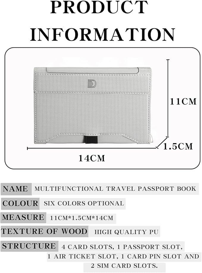 Passport Holder for Travel Essentials, RFID Blocking PU Leather Passport Wallet Cover Card holder Case Passport Book Holders for Women and Men, Grey