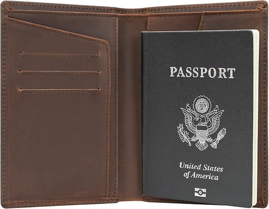 Polare Functional RFID Blocking Leather Passport Holder Travel Bifold Wallet For Men(Dark Brown)