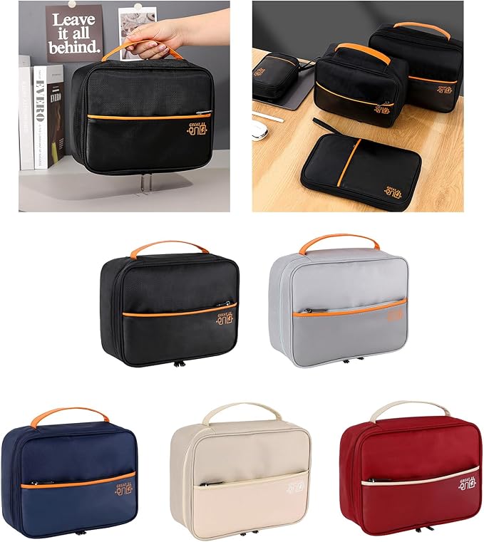 Cable Organizer Box Desk Cord Management Holder with PU Leather Portable Storage Container for Chargers Electronics Accessories