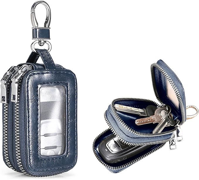 vvag Premium Car Key Fob Case Genuine Leather Car Smart Key fob Holder Car Remote Keychain Bag Universal