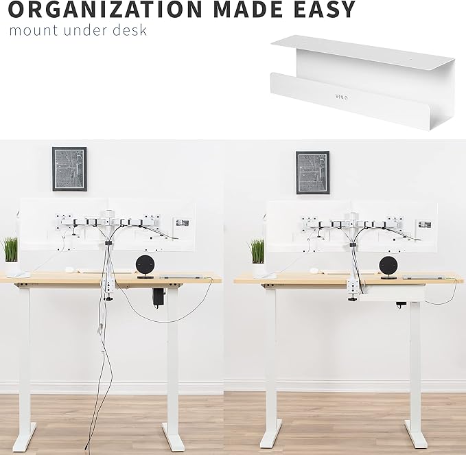 VIVO Under Desk 17 inch Cable Management Tray, Cord Organizer, Home Office Desk Accessories, White, DESK-AC06-1CW