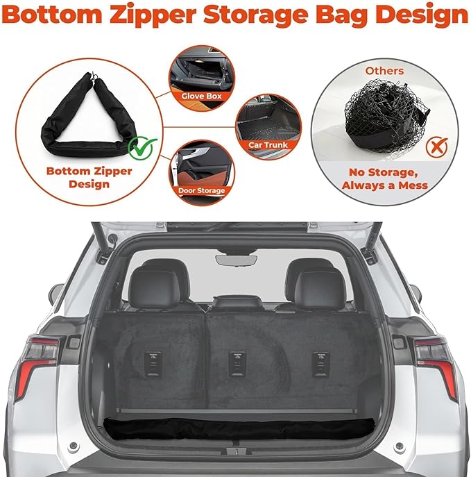 3-Layer Cargo Net for Chevrolet Suburban & GMC Yukon XL 2015-2020, Zoned Storage Trunk Net with Foldable Zippered Bottom Bag, Heavy-Duty Cargo Organizer Netting for Camping, Trips & Everyday Use