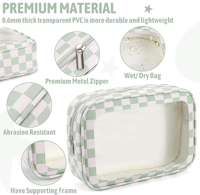 5PCS Diaper Bag Organizer Pouch Set,TSA Approved Toiletry Bag, Waterproof TPU Makeup Bag Set, Travel Organizer Bags for Women and Kids，Mothers Day Gifts