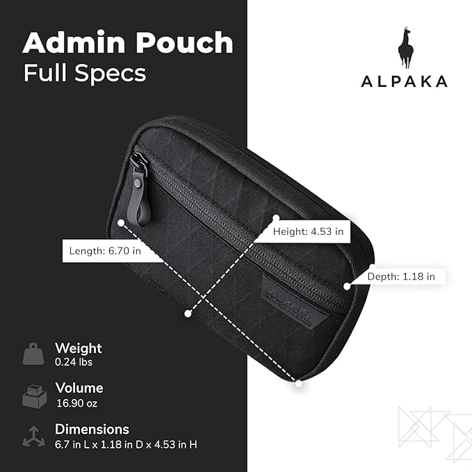 ALPAKA Admin Pouch Pro - Small Tool Pouch with Smooth Zipper, Weatherproof Storage for Electronics, Cables, EDC Organizer, Travel Accessories