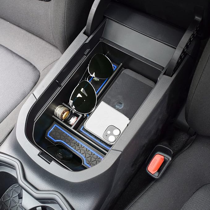 TACORBO Center Console Organizer Compatible with Toyota RAV4 2019 2021 2020 2022 2023 2024 2025 and 2021-2024 2025 RAV4 Prime Accessories, Armrest Secondary Storage Box Insert Tray, Blue Trim