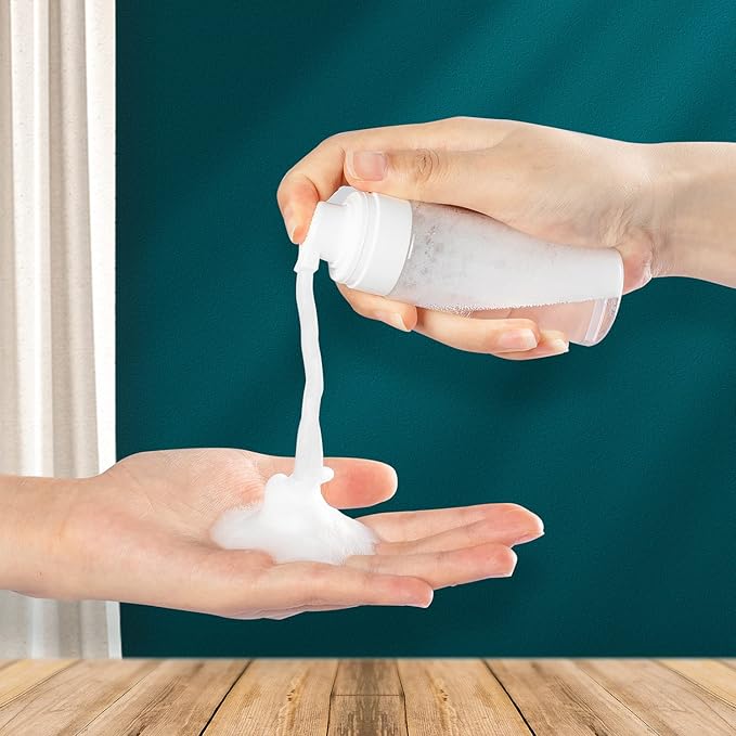 RAYNAG 2 Pack Foam Pump Bottles, Mini Travel Size Foaming Soap Dispenser Clear Plastic Pump Bottle, 50 ml/1.7 oz