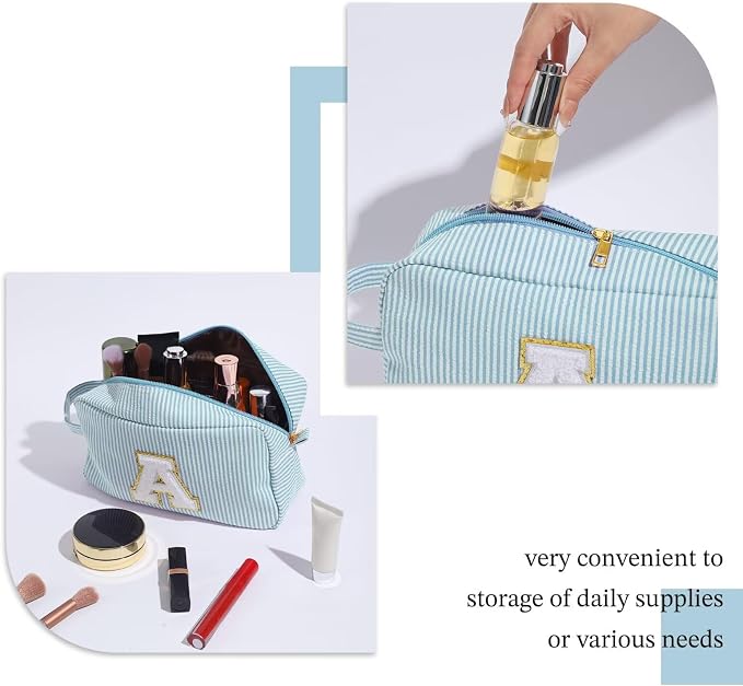 YOOLIFE Personalized Gifts for Mom - Initial Makeup Bag Cosmetic Bag Toiletry Pouch, Personalized Birthday Gifts for Mom Grandmother Stepmother, Mother In Law Gifts, Mothers Day Gifts, Green N
